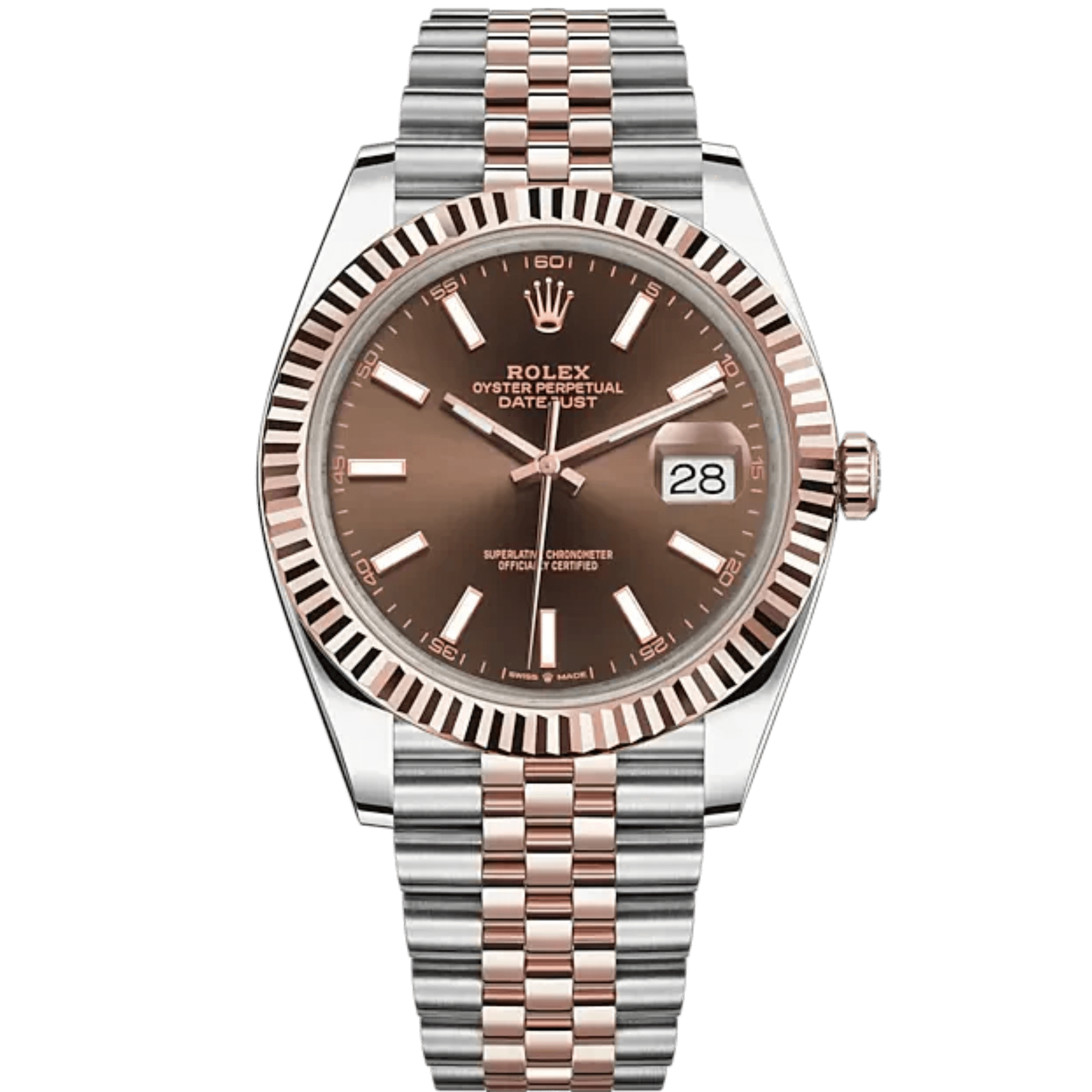 Rolex Datejust Two Tone Rg/Ss On Jubilee Chocolate Index Dial